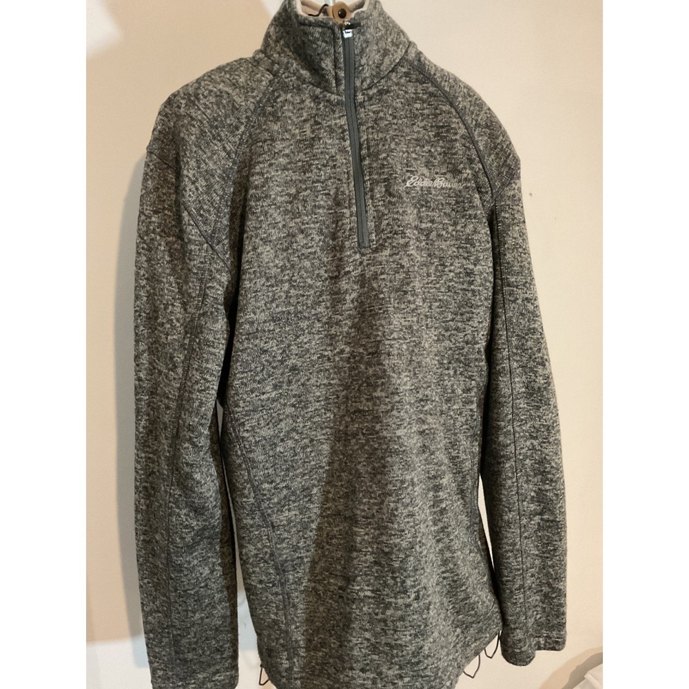 Eddie Bauer Mens Quarter Zip Pullover Sweater Gray Marl‎ EMQ0460S Size M